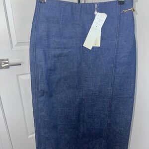 Tory Burch Raw Denim Wrapped Skirt